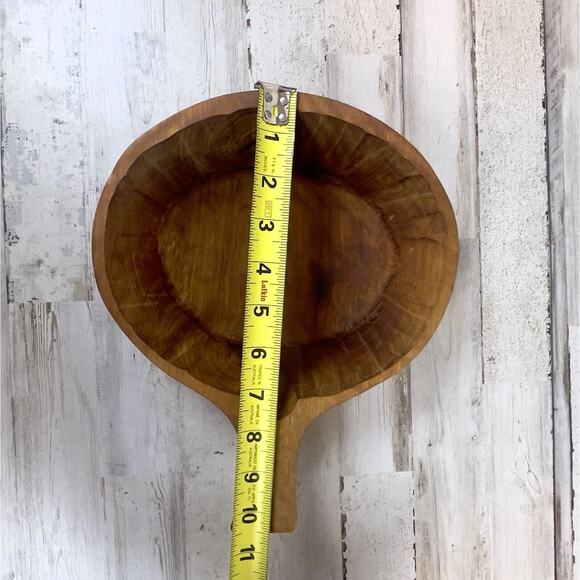 Primitive Hand Carved Wood Bowl Vintage Scoop Ladle With Handle And Thumb Hold - Picture 4 of 5